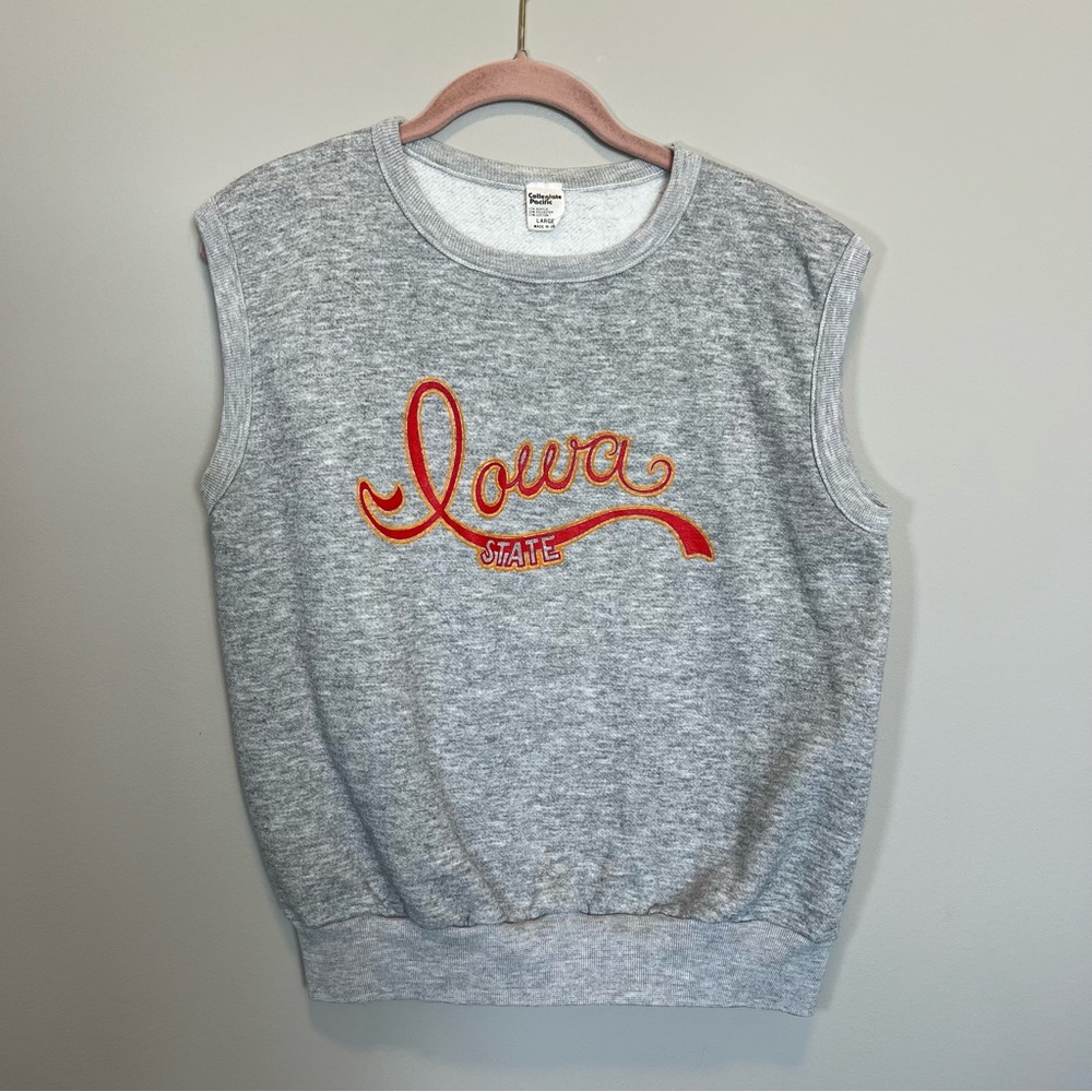 Vintage Collegiate Pacific Gray Iowa State Sweatshirt Vest Large